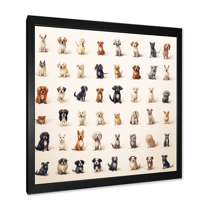 Reproduction d'art mural gris pour enfants, Cadre simple noir, H 36 po x l 36 po x P 1,5 po