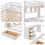 Lit superposé simple au-dessus de simple avec bureau intégré, tablettes de rangement et tiroirs d'escalier pour l'organisation de la chambre des enfants-534629798