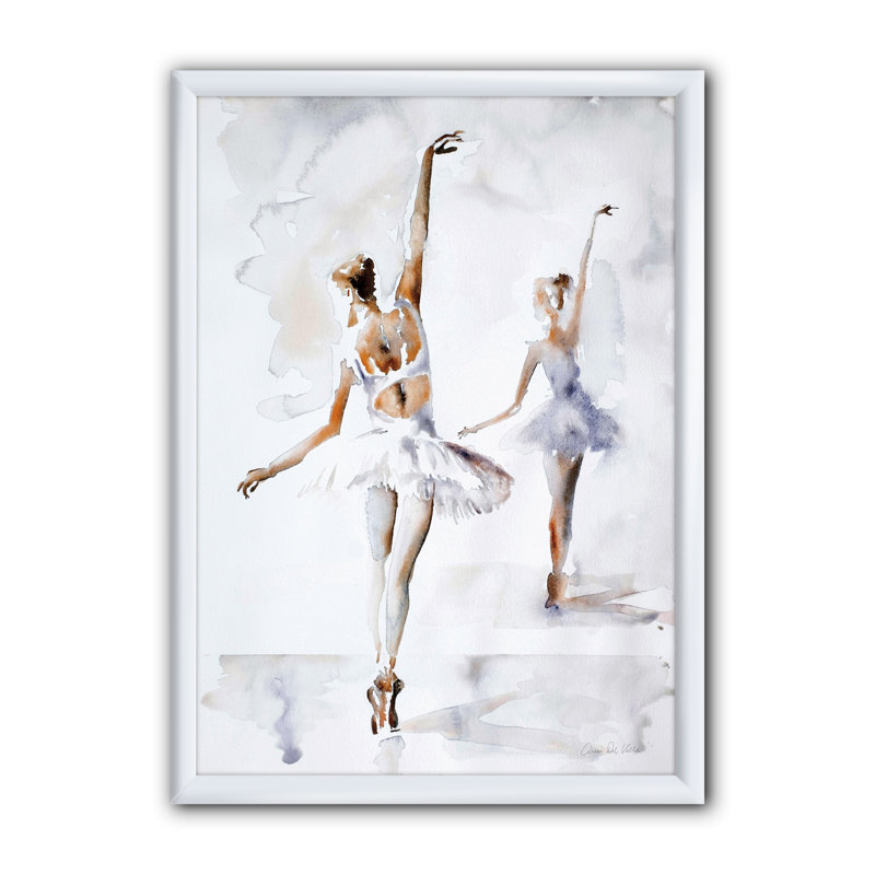 « aquarelles ballerines danse ii »-cadre photo imprimé sur toile, H 46 po x l 36 po x P 1,5 po, Cadre blanc