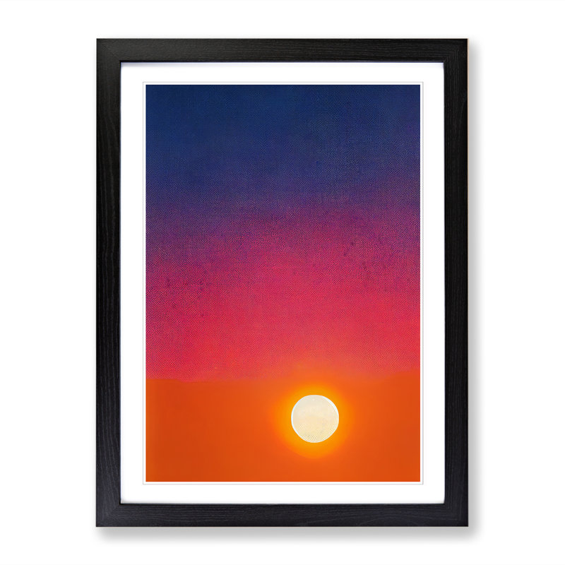 Sun Silhouette - Single Picture Frame Print, 64cm H x 46cm W x 2cm D, Black