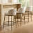26.5" Upholstered Counter Stool With Gold Hammered Metal Legs & Curved Low Back For Kitchen Island, Set Of 3-957488161-957488160