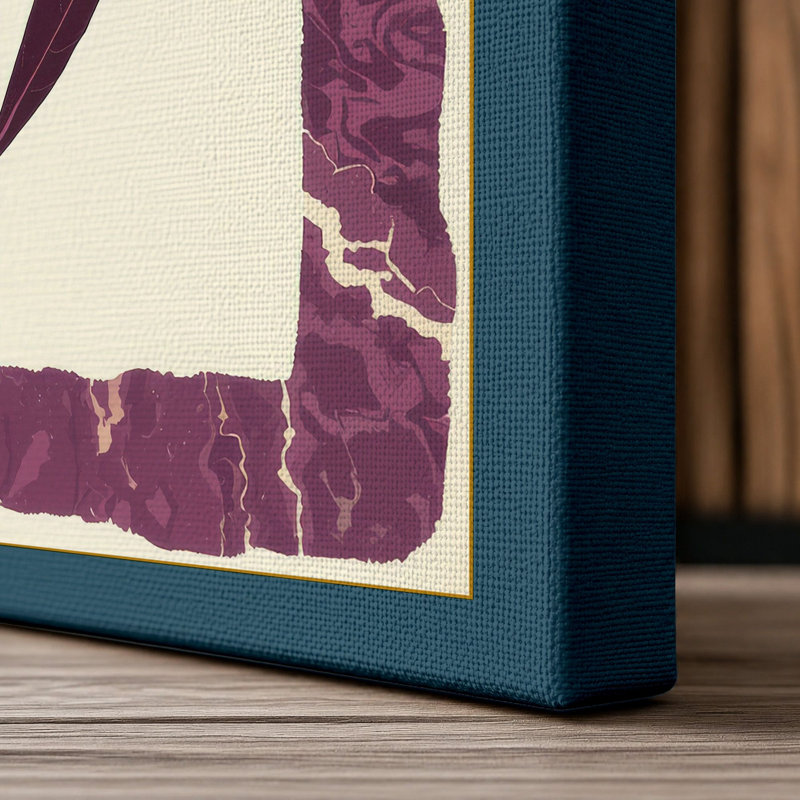 Framed Purple Bloom Botanical - Wrapped Canvas, 18x12 - 45.7 x 30.5 cm, Teal Border