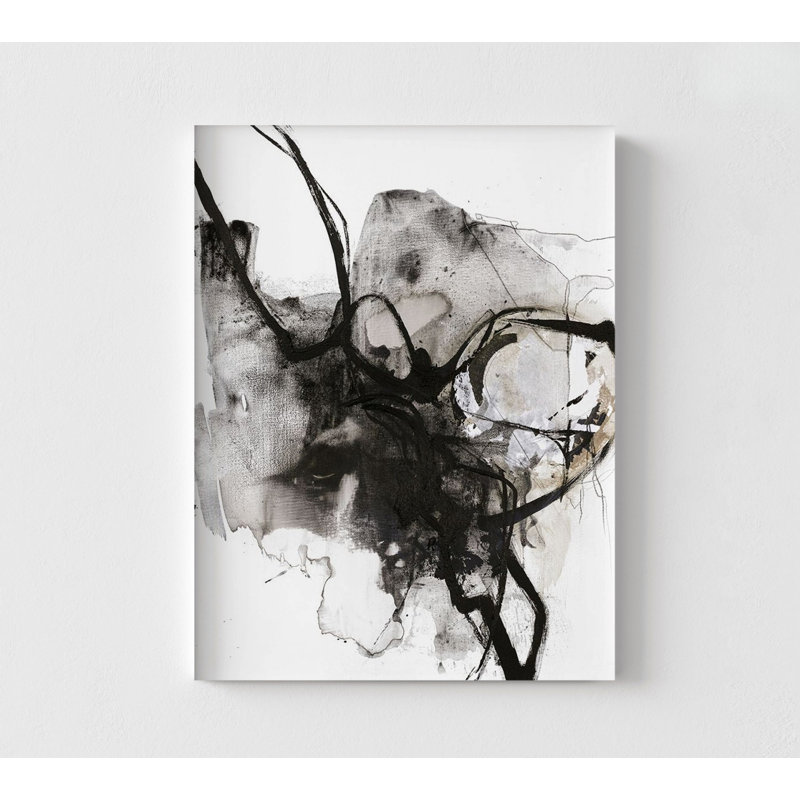 Encre à l'encre abstraite, Reproduction encadrée sans passe-partout, H 10 po x l 8 po, Blanc