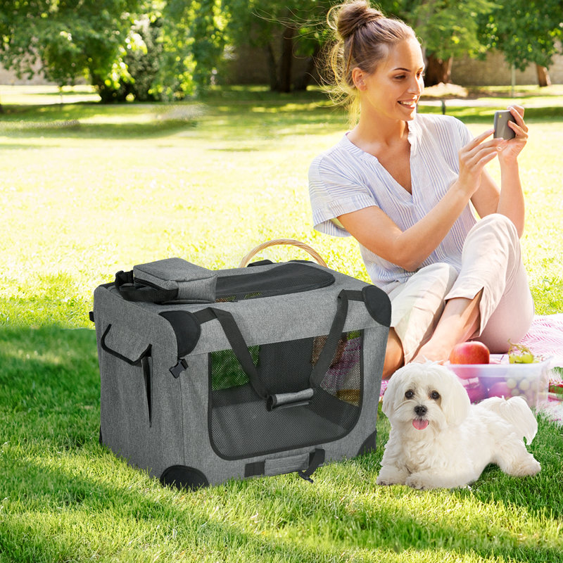 Collapsible Vehicle Travel Carrier,Carrier with 3 Doors, 41cm H x 60cm W x 41.5cm D 