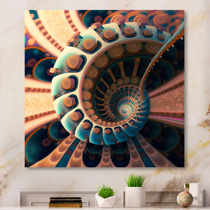 Turquoise fractal Emanation IV - impression, H 30 po x l 30 po x P 1 po, Toile tendue