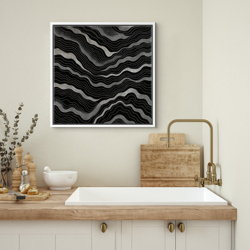 Reproduction d'art encadrée sur toile pour décor moderne neutre, H 16 po x l 16 po, Blanc