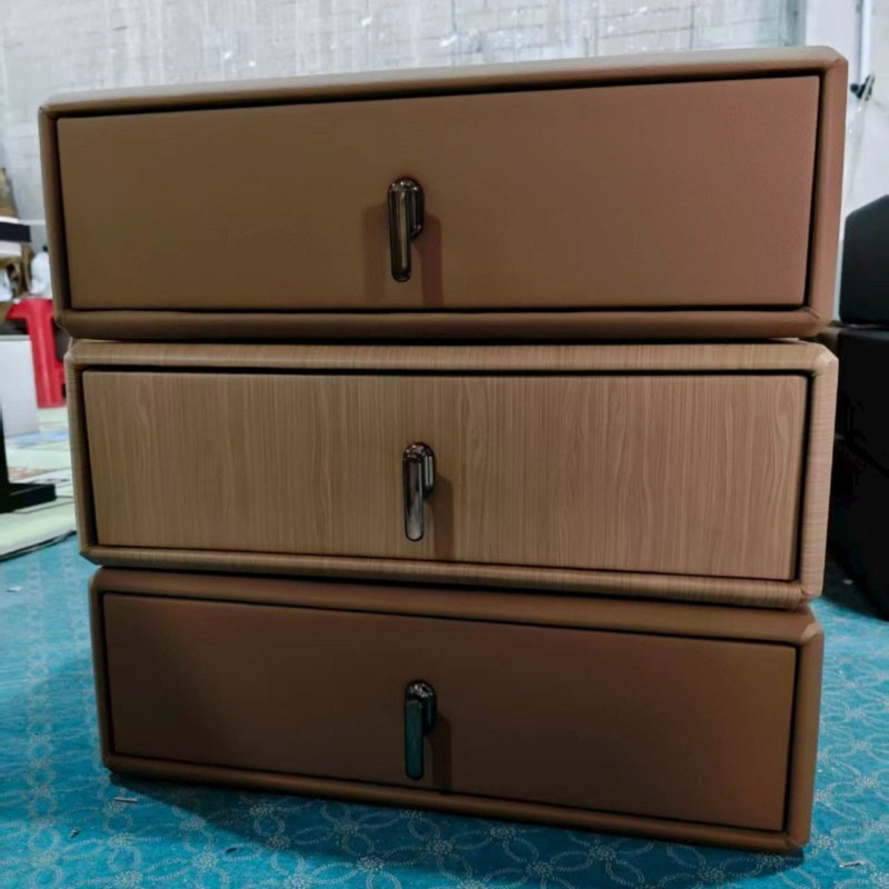 Three Layer Rotatable Bedside Table, Brown