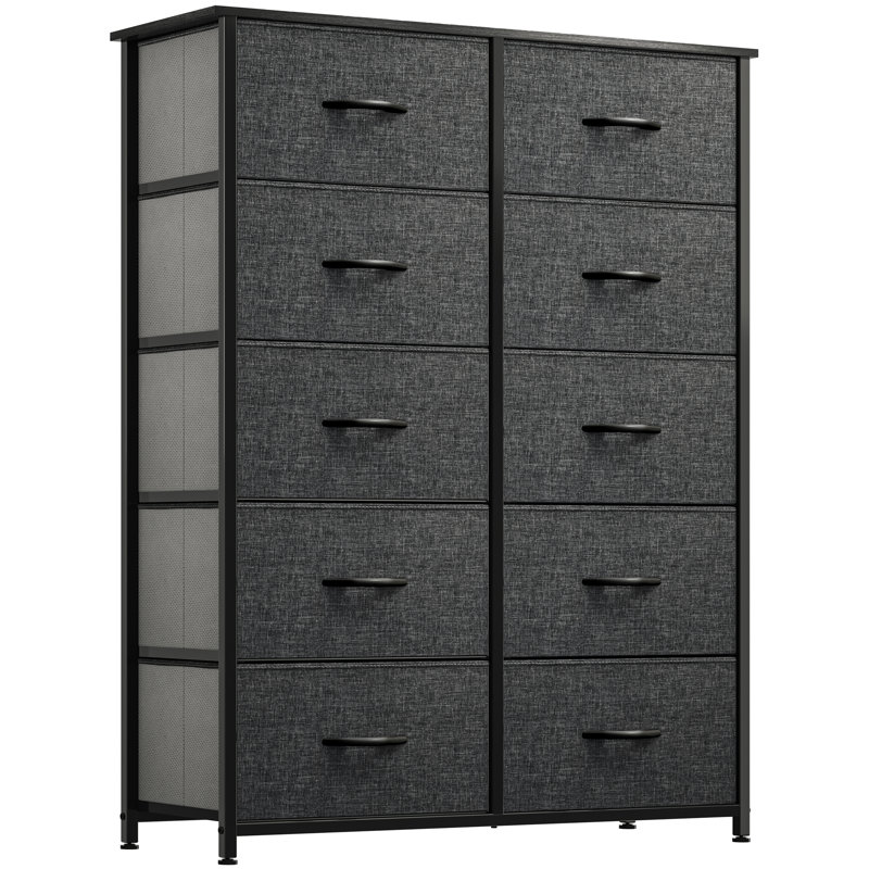 Lounes 10 - Drawer Chest of Drawers，86cm W Bedroom Drawers, Black