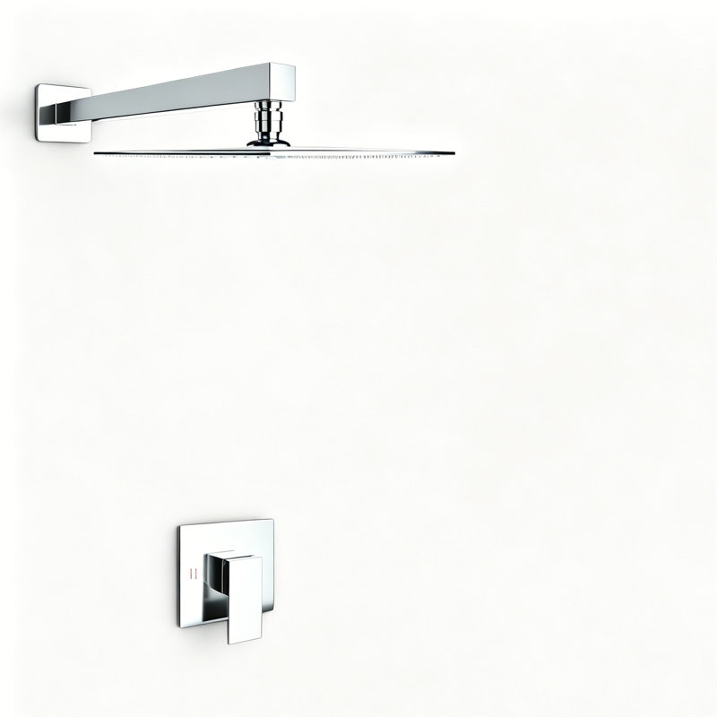 Topcraft 10-Inch Square Wall-Mounted Rain Shower System with Single Handle, Chrome
