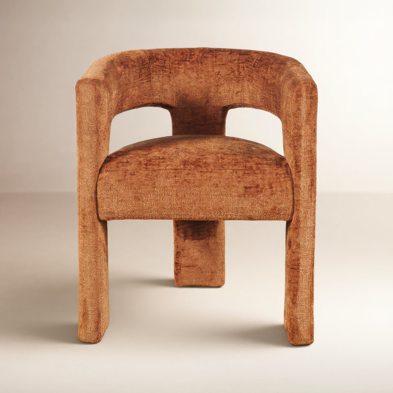 Darlington Chenille Upholstered Dining Arm Chair, Gwen Rust Microsuede