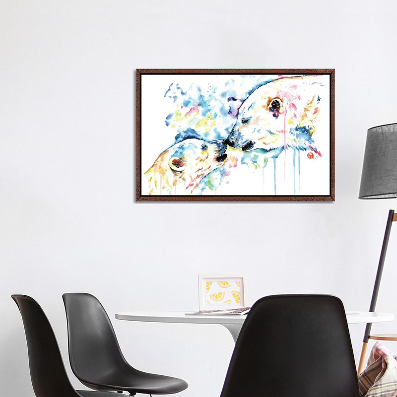 Polar Bear Love by Lisa Whitehouse - Print on Canvas, Brown Framed Canvas, 101.6 cm H x 66.04 cm W