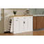 Îlot de cuisine bicolore élégant avec poubelle escamotable dissimulée, étagère à épices à 3 niveaux et placard à portes coulissantes. Garde-robe double à tiroirs pour le rangement. Buffet blanc multifonctionnel.