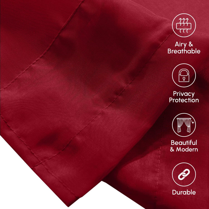 Yaelle Semi Sheer Curtain Pair, 60" W x 84" L, Burgundy