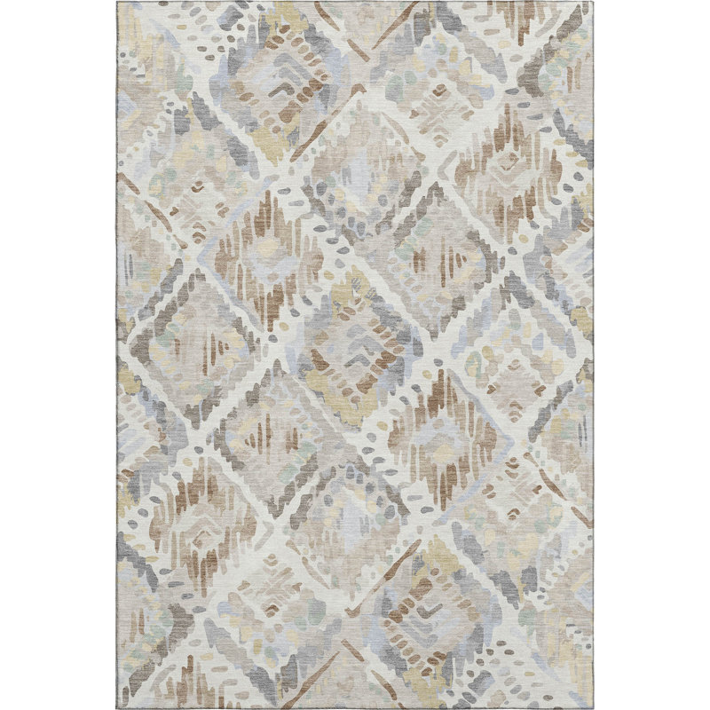 Premium Machine Washable Celis AMF1326 Diamonds Rug, Rectangle 10' x 14'