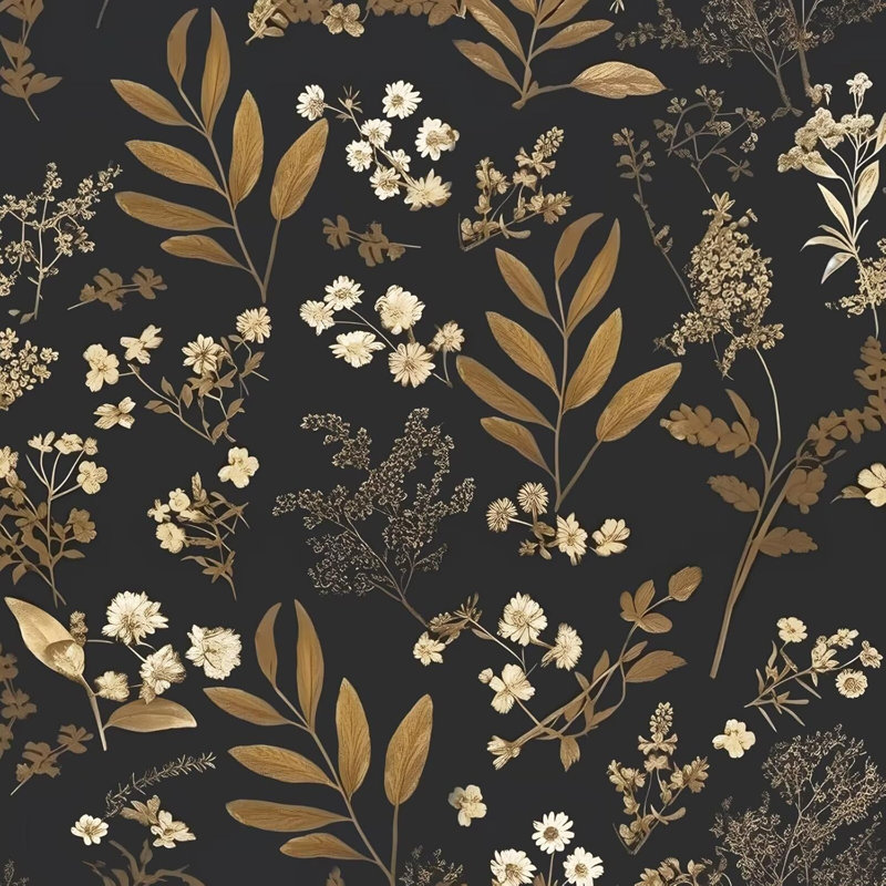 Papier peint floral noir auto-adhésif Boho