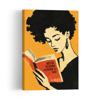 Femme afro lisant, portrait élégant de style vintage, impression d'art mural