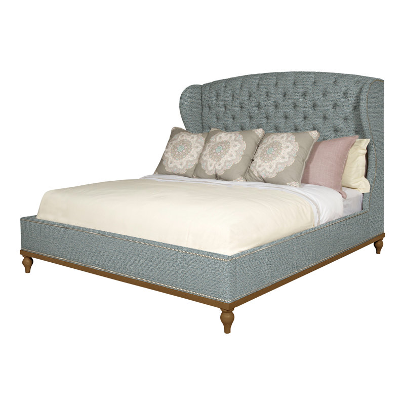 Emma Queen Upholstered Panel Bed, Navajo, Yes, Tuck Cobalt