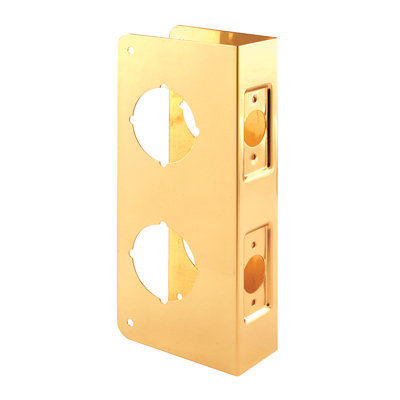 Brass Lock and Door Reinforcement Plate for 1-3/4 In. Thick Doors, Brass Finish (Single Pack)