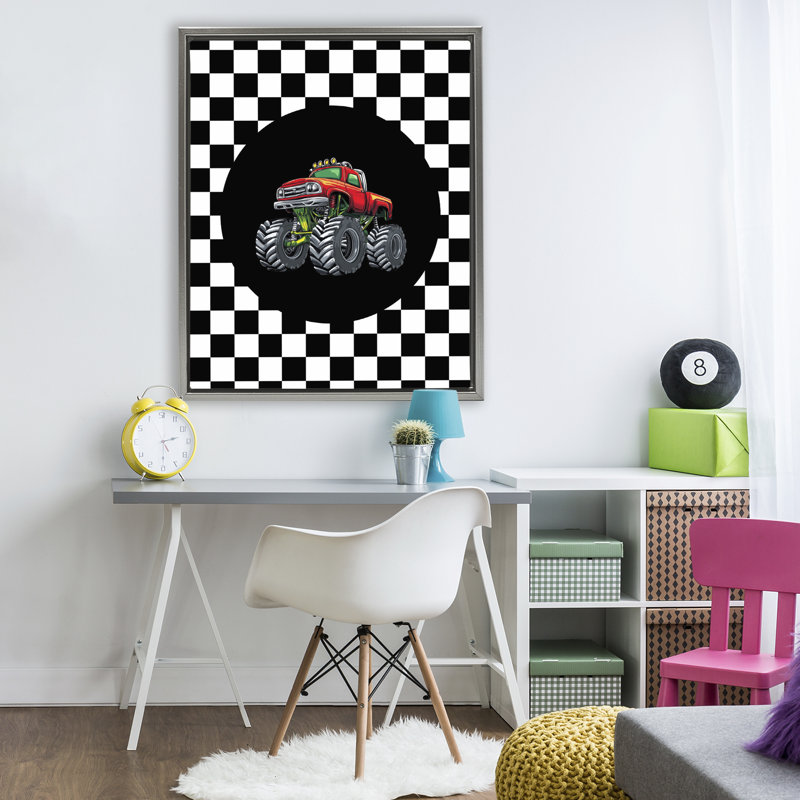 Cadre flottant Monster Truck Dude, design par Kim Allen, Gris, H 31 po x l 25 po