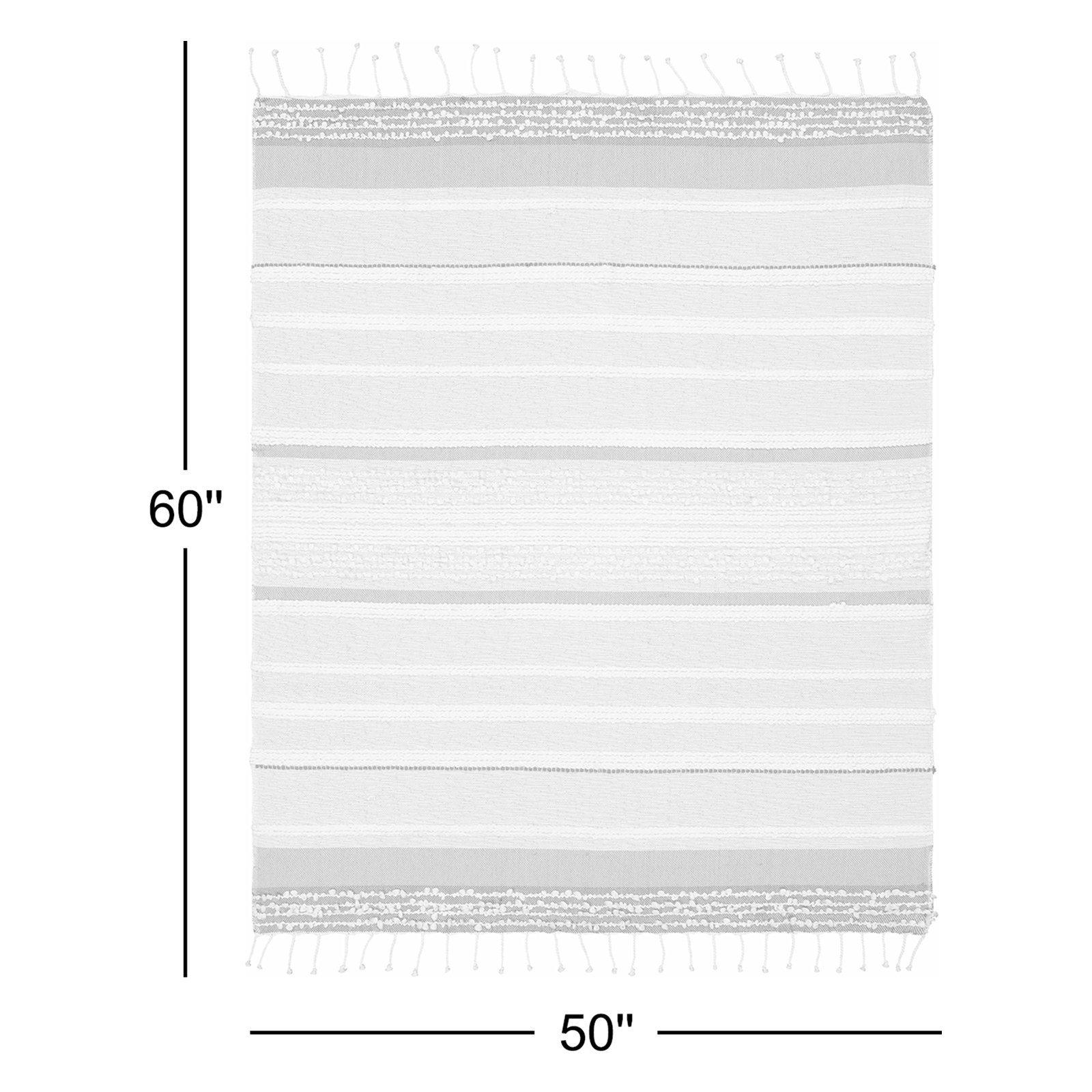 Bara Cotton Blend Hand Woven Throw Blanket, Gray/Denim