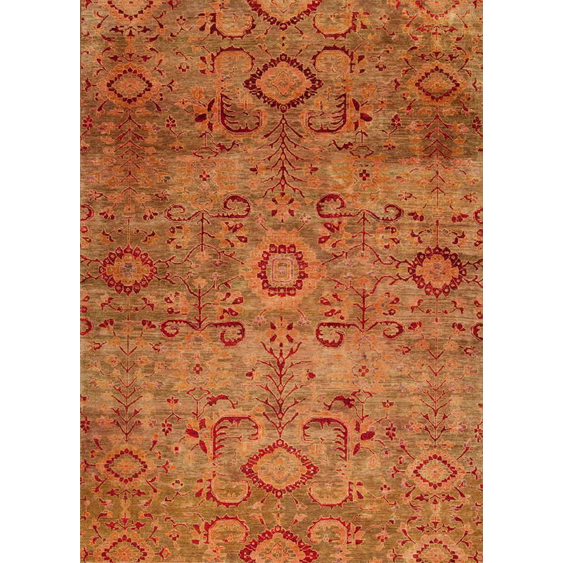 Seville Hand Knotted Area Rug in Peach/Pistachio/Red
