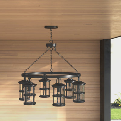 Lakehouse Black 6 -Bulb 32" H Outdoor Chandelier