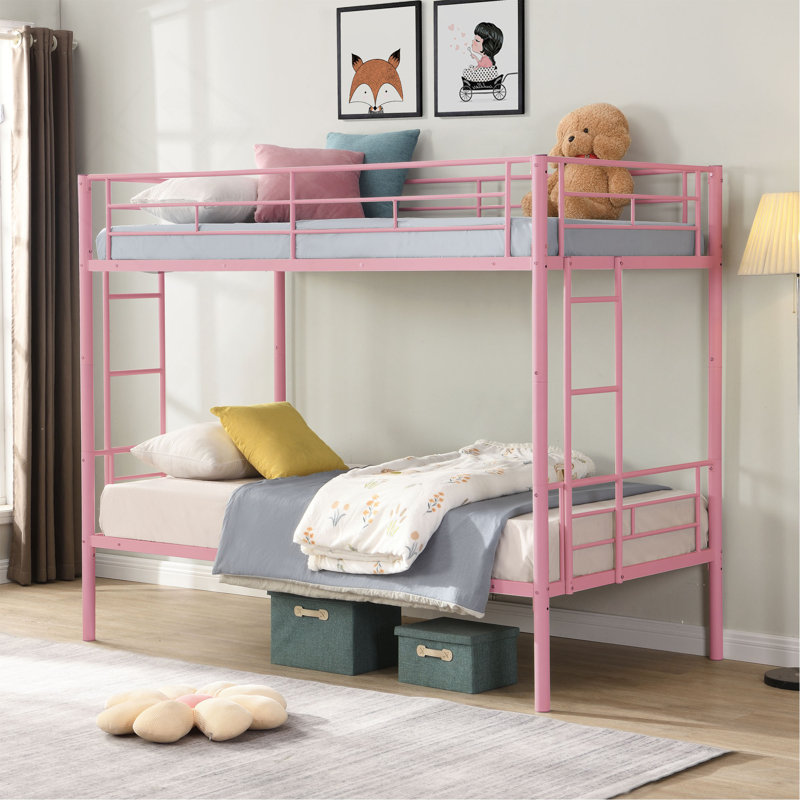 METAL BUNK BED, Twin, Pink
