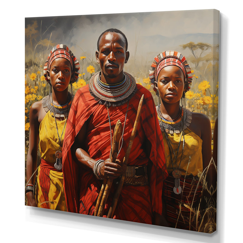 Art mural africain, «Vibrance III» - Balenciaga, Toile tendue, H 16 po x l 16 po