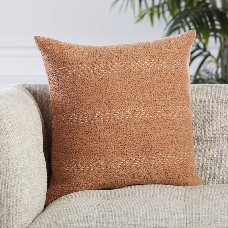 Housse et insert de coussin carré en coton Lexington, Terre cuite, Duvet