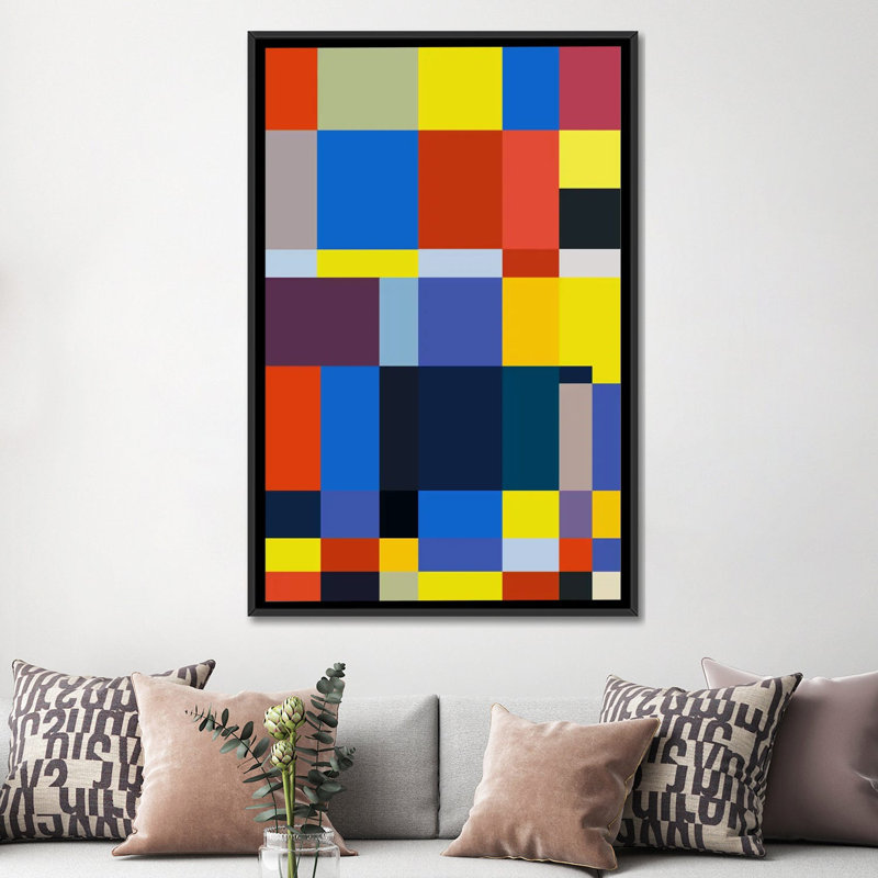 « cubiq », impression sur toile, H 26 po x l 18 po x P 1,5 po, Toile avec cadre noir, Pas de tapis