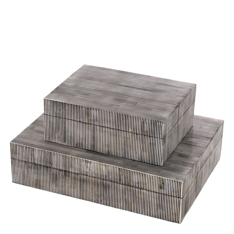Lucille Handmade Bone Decorative Box, 4.33" H x 16.14" W x 12.4" D