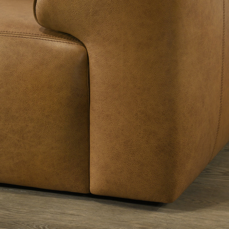 Kingston Modern Top-Grain Leather Sofa with Plush Ergonomic Seating & Wide Padded Armrests