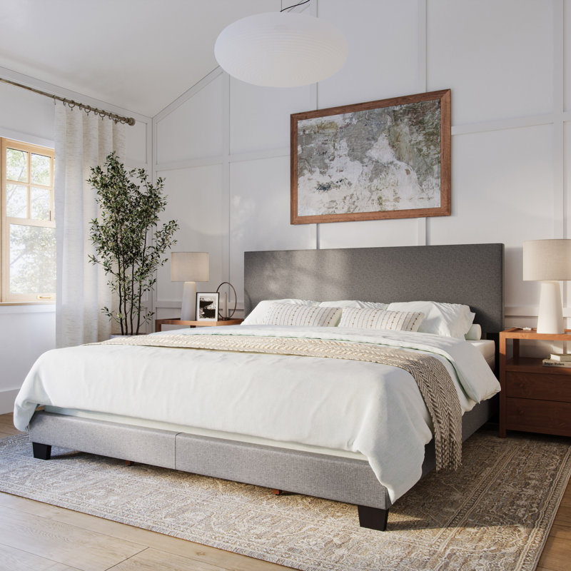 Lit tapissier Arlea, Très grand, Polyester gris foncé