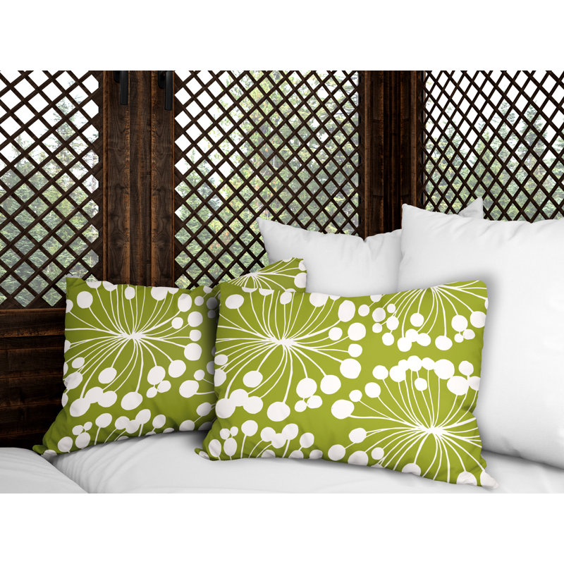Polyester/Polyester Blend Lumbar Rectangular Indoor/Outdoor Pillow Cover & Insert, Chartreuse