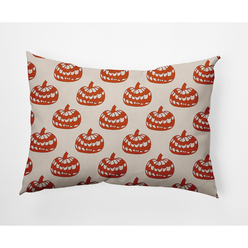 Coussin décoratif à motif citrouilles, Terre de Sienne
