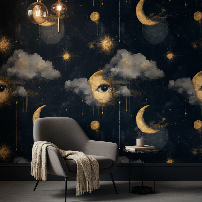 Papier peint céleste mural mystique amovible