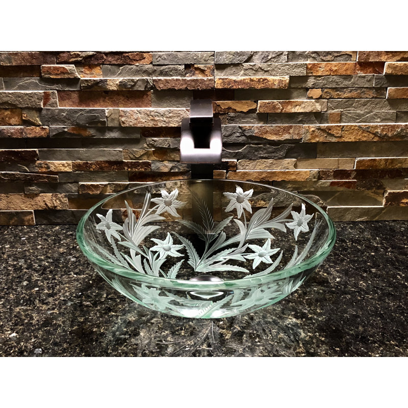Lavabo de salle de bain à bateau circulaire en verre starflower