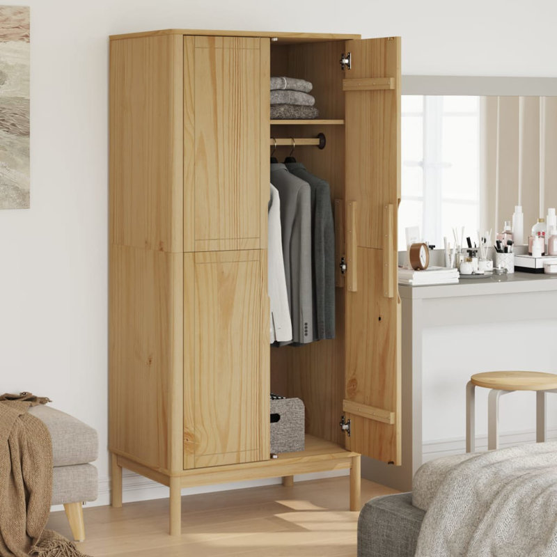 Pine Wood Wardrobe, Wax Brown