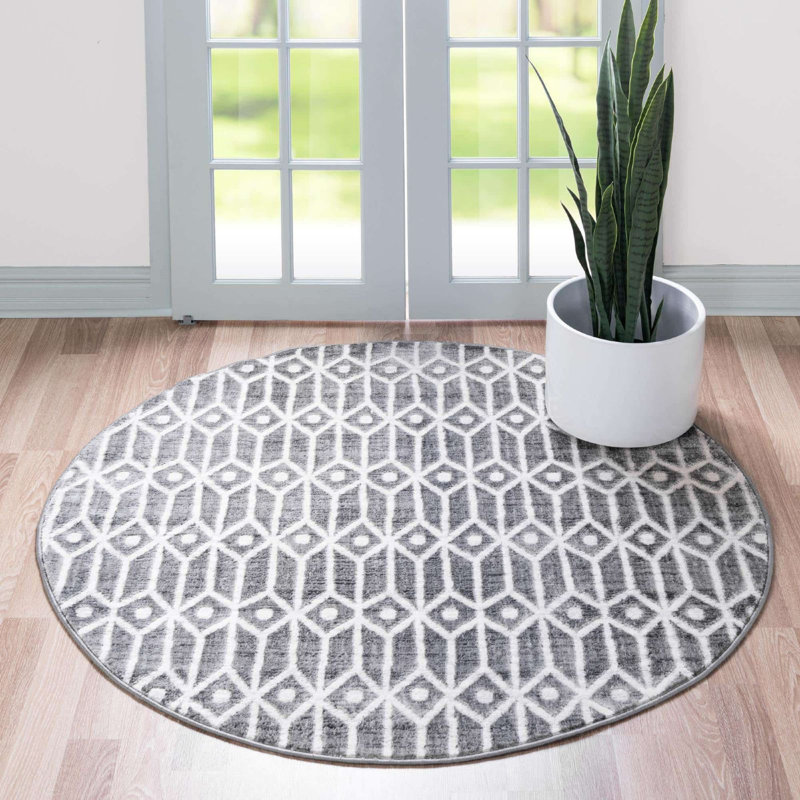 Clidy Abstract Indoor Rug, Round 5'