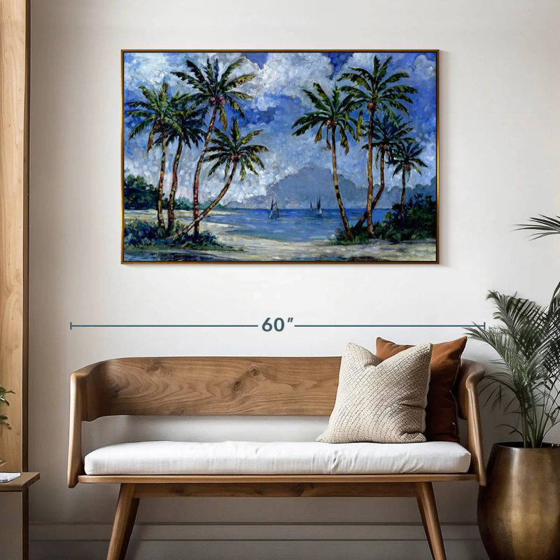 Impressions of Palms II, 46 po x 31 po, Cadre flottant doré