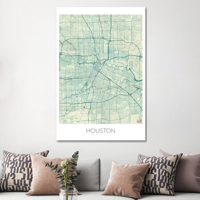 Houston Vintage Urban Blueprint Map by Hubert Roguski - Wrapped Canvas Print