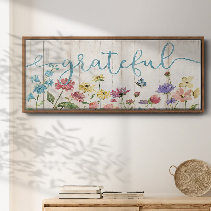 Grateful Wildflowers- Framed Canvas, 12" H x 30" W