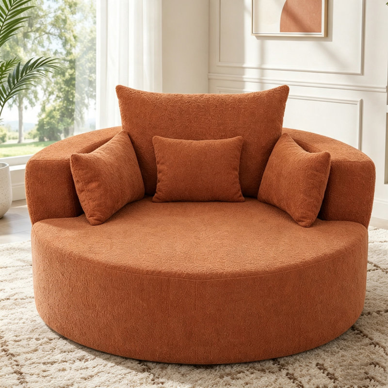 Fauteuil d'appoint pivotant à 360 ° avec 3 coussins amovibles, Rouge