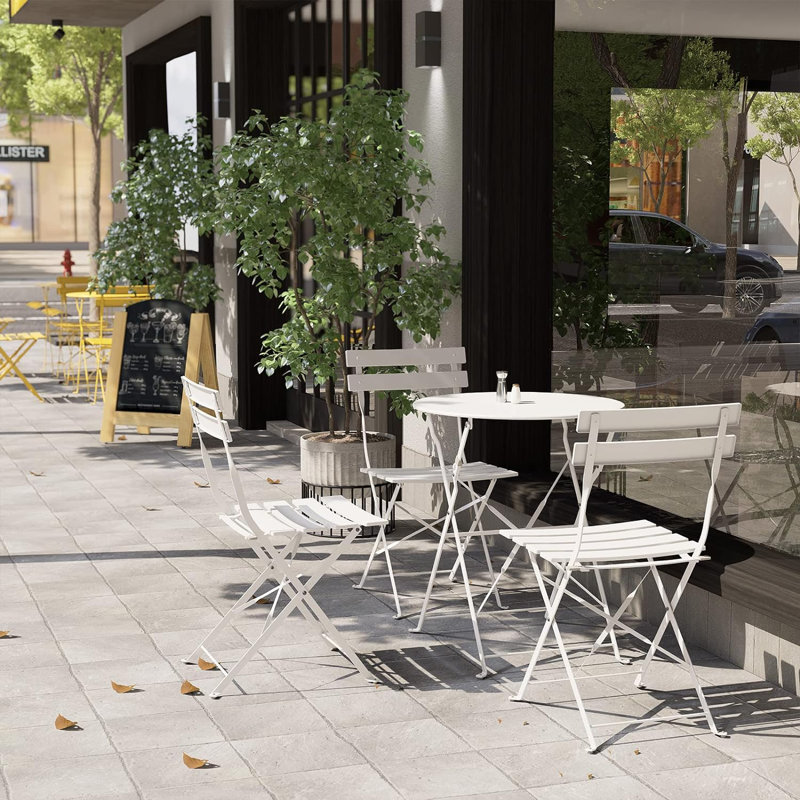Olilawn Halloween Outdoor Set, 3-piece Folding Outdoor Patio Furniture Set, White