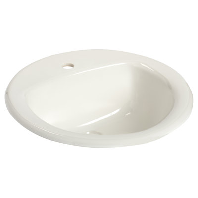 Lavabo de salle de bain à insertion circulaire en porcelaine vitreuse avec trop-plein MS Round