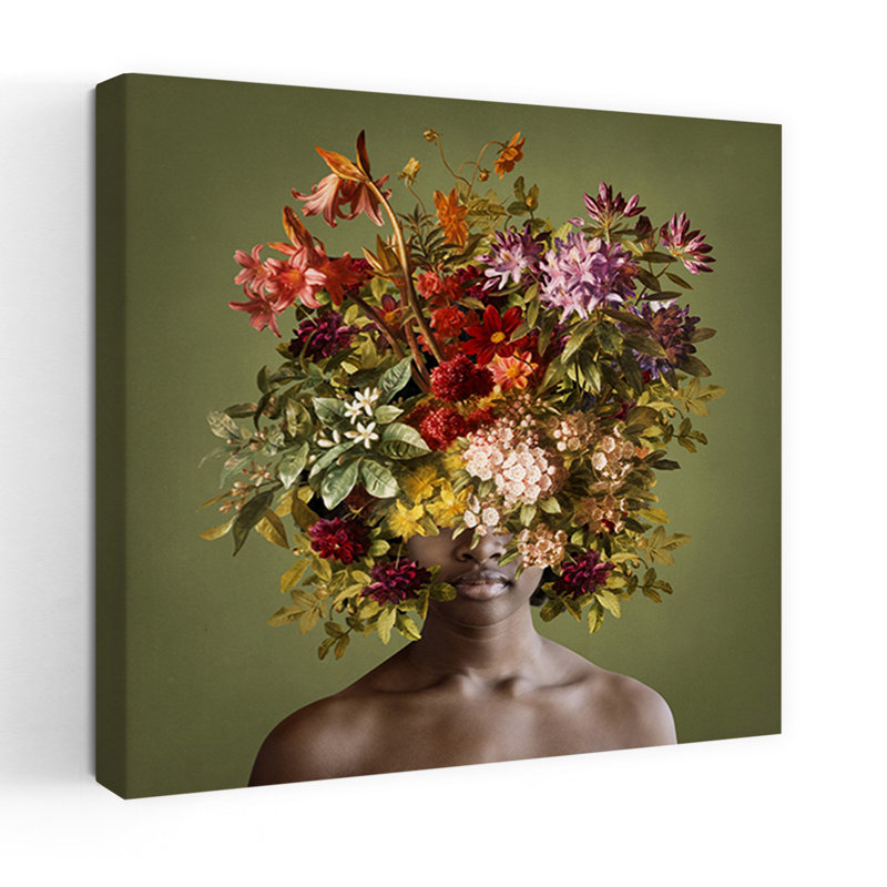 «In The Green Room», art mural portrait d'automne contemporain surréel, H 32 po x l 32 po