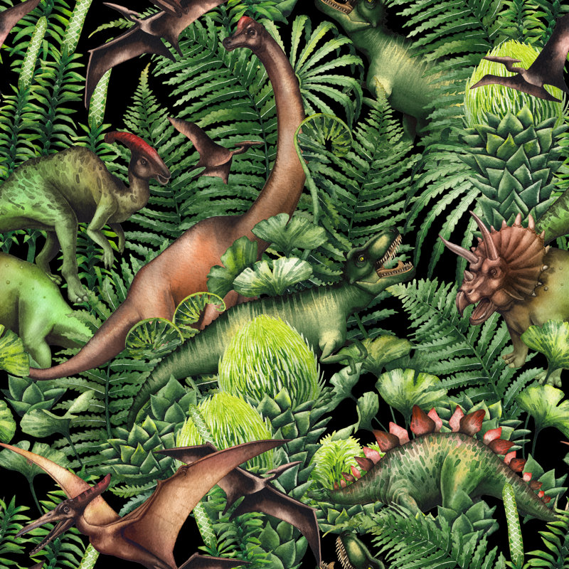 Dinosaurs - Wrapped Canvas Print, 51cm H x 51cm W x 3.8cm D