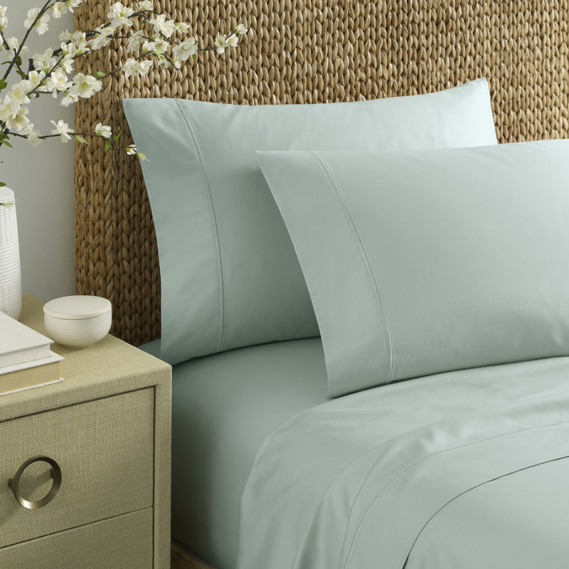 Nautica Regatta Sateen Cotton Luxury Sheet Set, Light Green, Queen