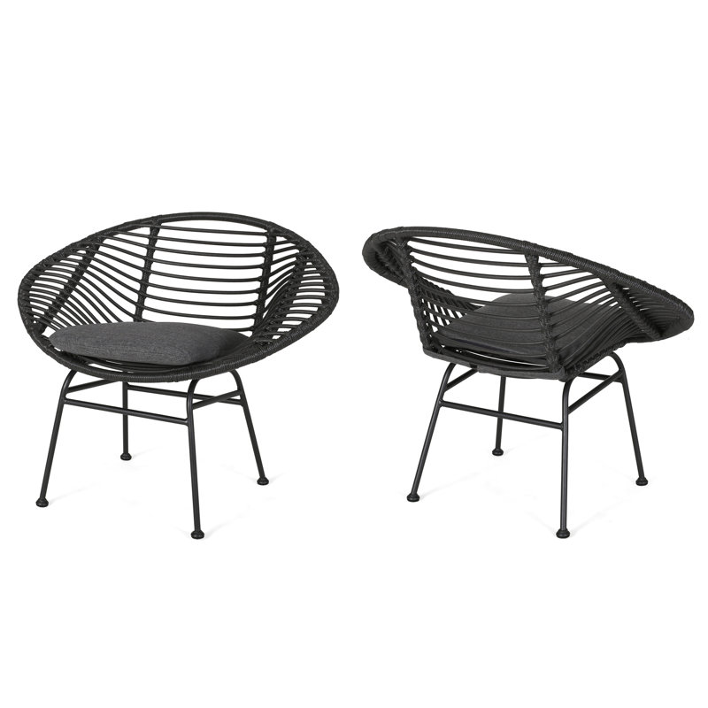 Modern Basket Chair For Patio Area - Grey, Steel + Plastic, 29.17 In. H, 23.91 W, 37.76 D, 11.56 Lb, Assembly Needed Fashionable Outdoor Spaces Iron And Height, Width, Depth, Required