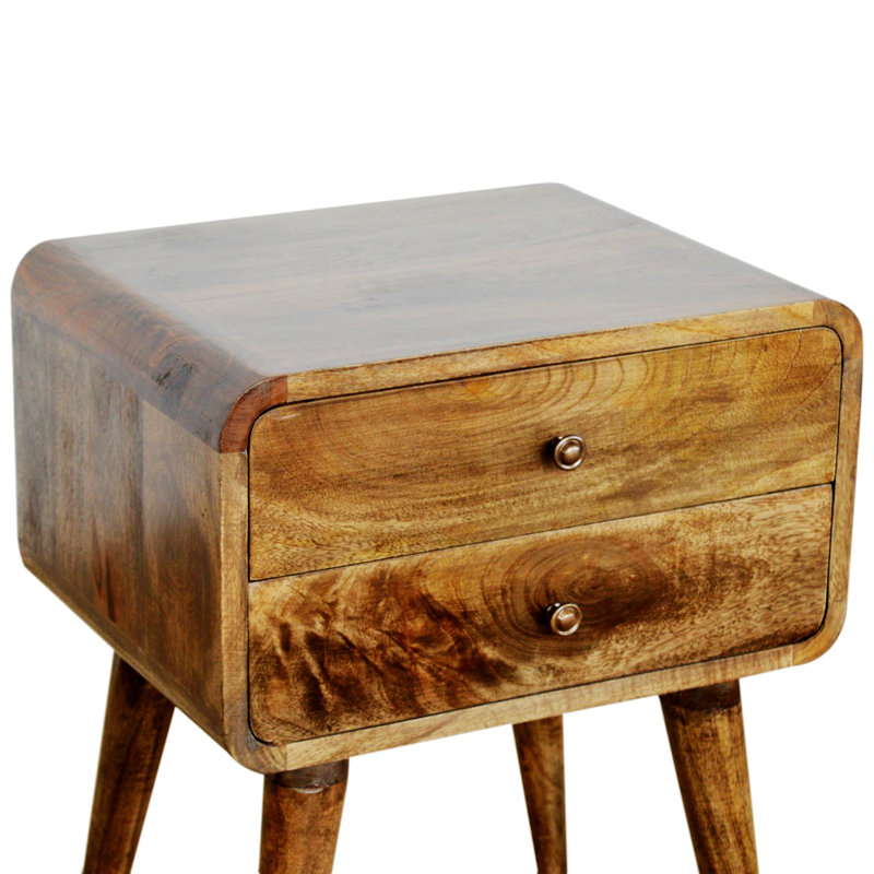 Table de chevet multifonctionnelle avec tiroir de rangement et plateau en bois massif